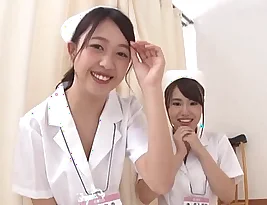 POV picture helps to watch FFM triad with Japanese nurses in hot scenes in HD