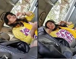 Beautiful Indian woman gives blow job in car