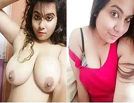 Beautiful Indian woman showing her big breasts.