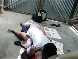 Hardcore sex in garage MMS scandal with horny couple.