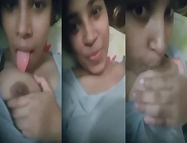 A naughty Indian girl is playing with her breasts and she is not ashamed to show it.