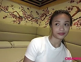 A big Thai teenage boy gets both a facial and a saddle-less fucking