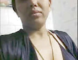 Hot bathroom scene with steamy Bhabhi in black underwears.