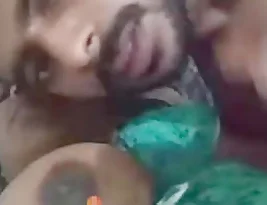 Boob sucking and pussy licking with a Tamil couple in a videocall