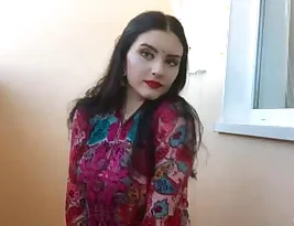 A white girl with sindoor performing oral sex on an Indian man.