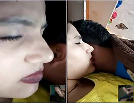 Indian couple in love gets intimate in the living room on cam