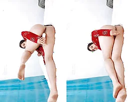 Amateur video with horny housewife Bhabhi using a red dildo