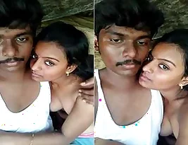 An Indian amateur porn star squeezes her lover’s boobs a bit too hard.
