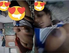 A Tamil girl shares her big boobs with her lover via video call.