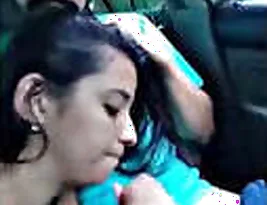 Pretty young Indian woman gives great blow job in the car.