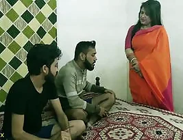 Hot Indian aunties and young boys in hardcore interracial threesome action